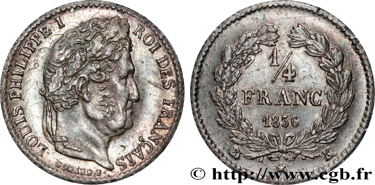 1/4 franc Louis-Philippe 1836 Bordeaux F.166/62 XF 