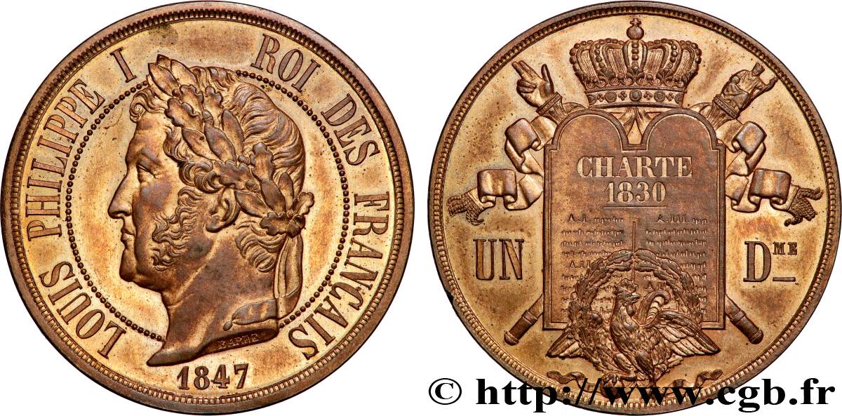 Essai de un décime à la Charte 1847 Paris VG.3000  MS63 