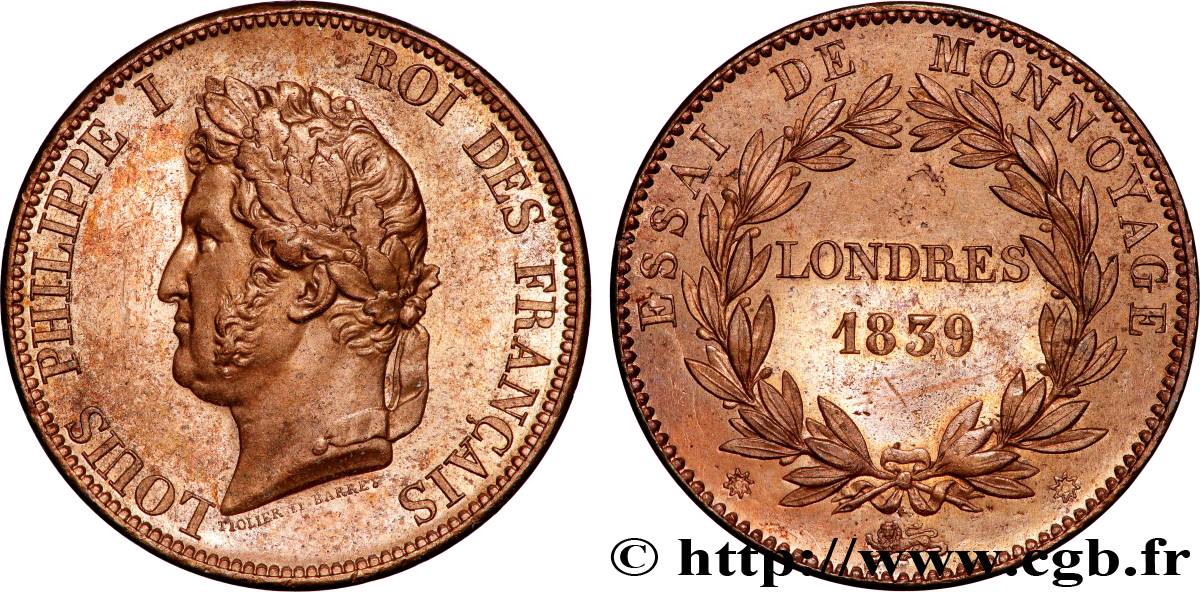 Essai module de 1 décime 1839 Paris VG.2897  SPL 
