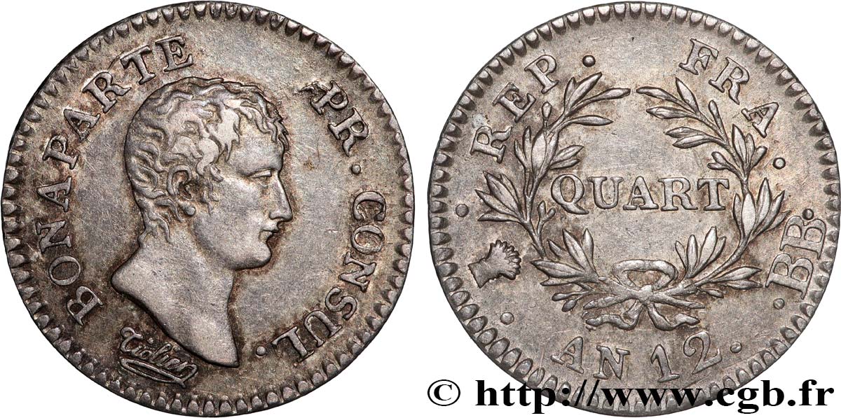 Quart (de franc) Bonaparte Premier Consul 1804 Strasbourg F.157/2 BB 