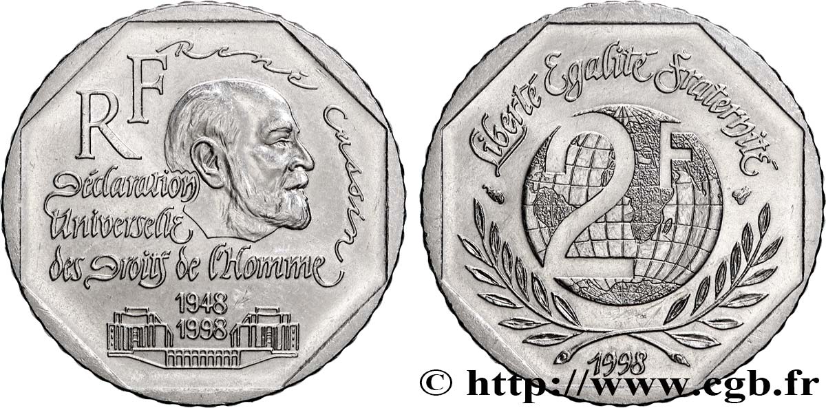 2 francs René Cassin 1998  F.276/2 SUP+ 