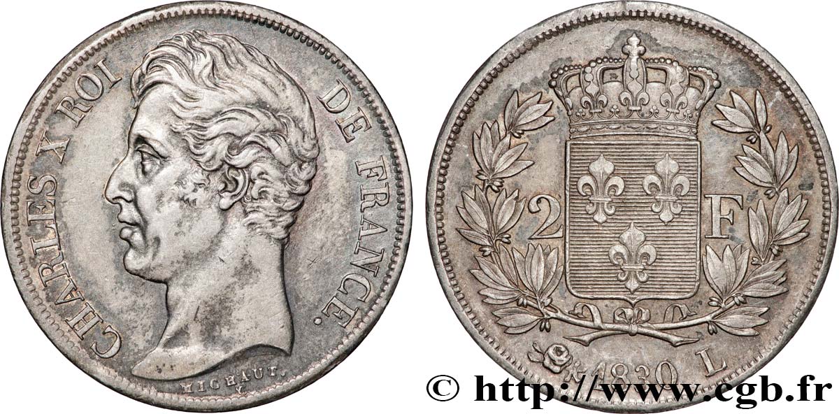 2 francs Charles X 1830 Bayonne F.258/66 XF45 