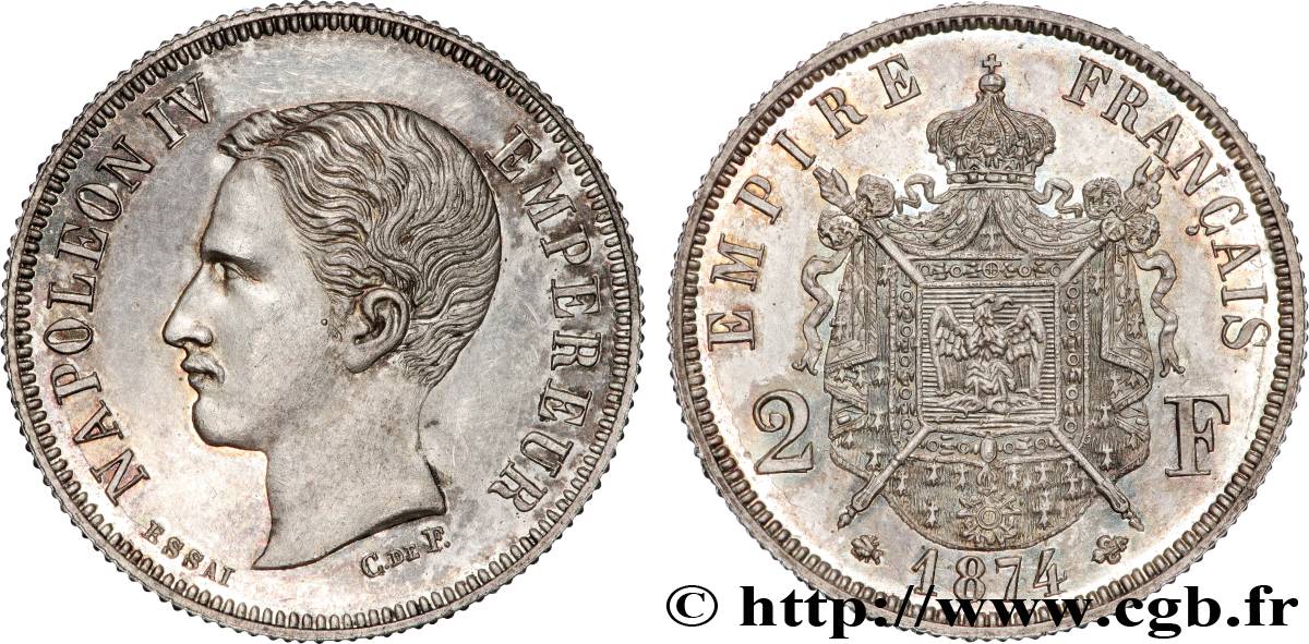 Essai de 2 francs 1874 Bruxelles VG.3761  SPL+ 