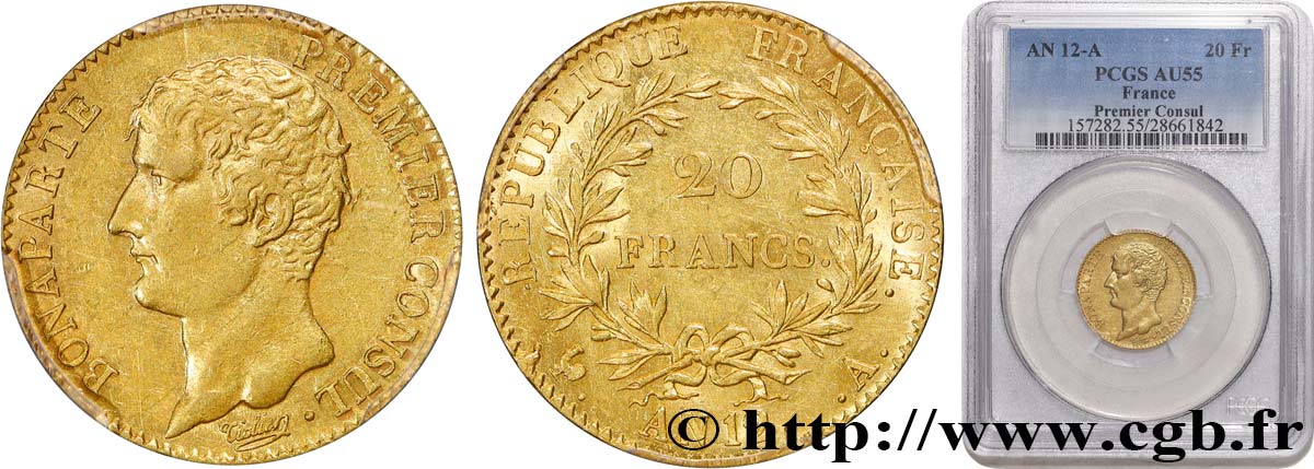 20 francs or Bonaparte Premier Consul 1804 Paris F.510/2 SUP55 PCGS