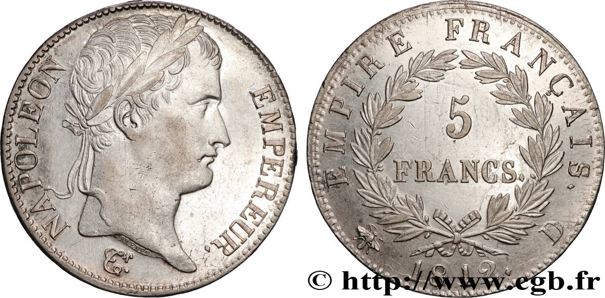 5 francs Napoléon Empereur, Empire français 1812 Lyon F.307/44 AU 