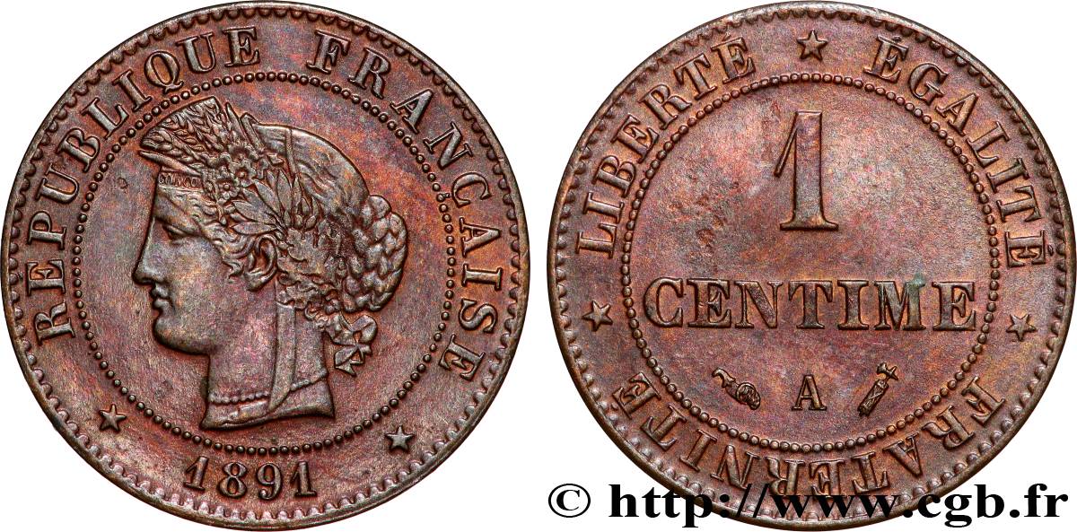 1 centime Cérès 1891 Paris F.104/18 MS 