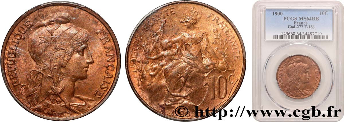 10 centimes Daniel-Dupuis 1900  F.136/8 SPL64 PCGS