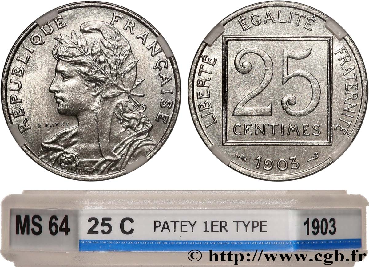 25 centimes Patey, 1er type 1903  F.168/3 SPL64 GENI