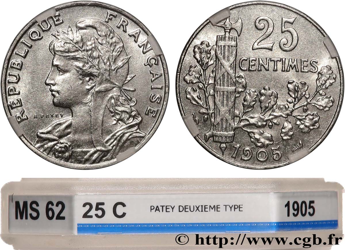25 centimes Patey, 2e type 1905  F.169/3 SUP62 GENI