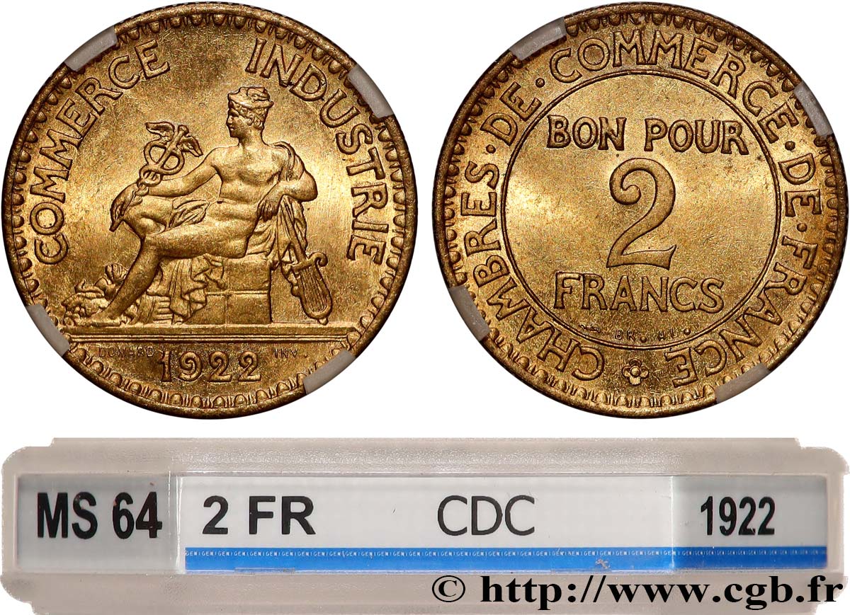 2 francs Chambres de Commerce 1922  F.267/4 SPL64 GENI