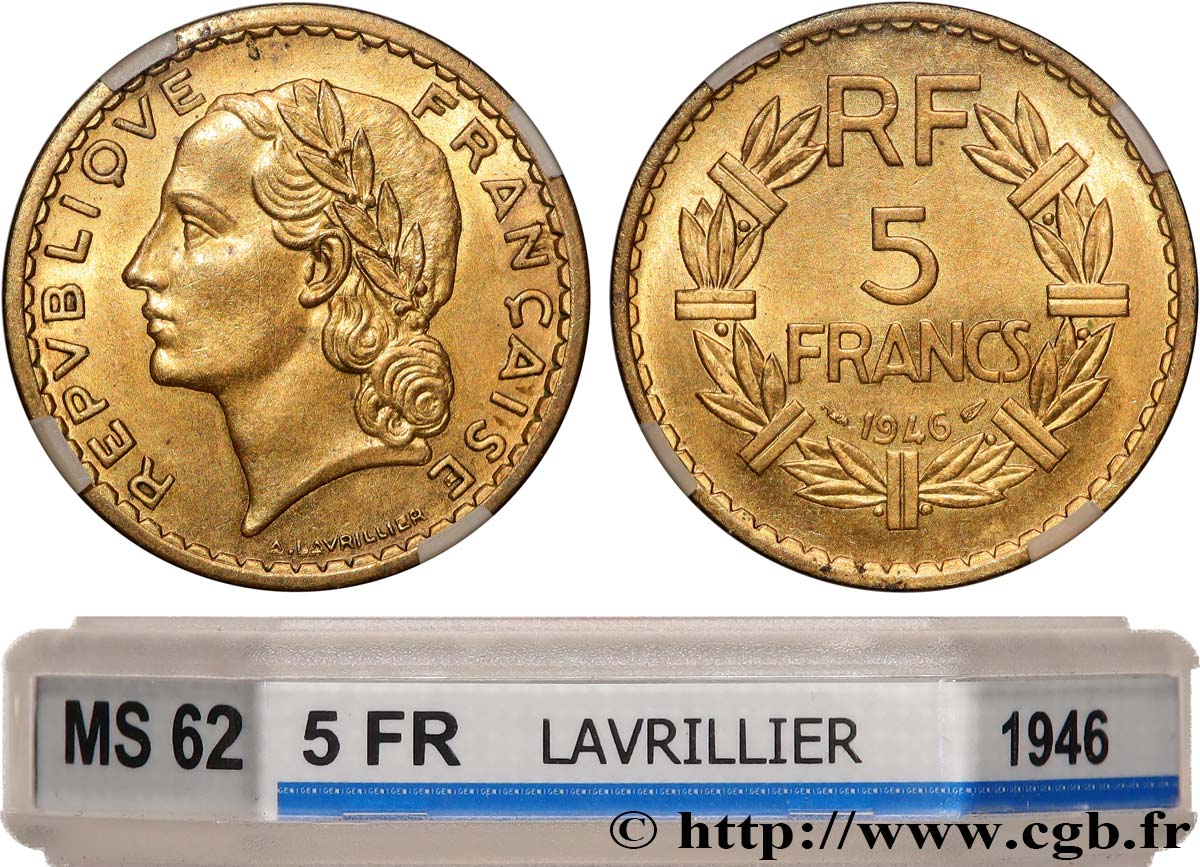 5 francs Lavrillier, bronze-aluminium 1946  F.337/7 SUP62 GENI