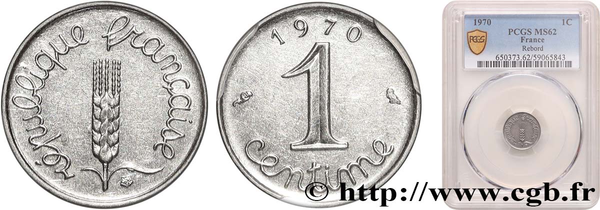 1 centime Épi, avec rebord 1970 Paris F.106/20 EBC62 PCGS