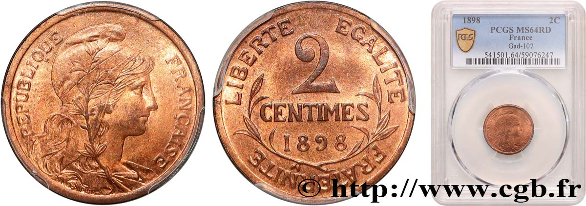 2 centimes Daniel-Dupuis 1898 Paris F.110/1 SPL64 PCGS