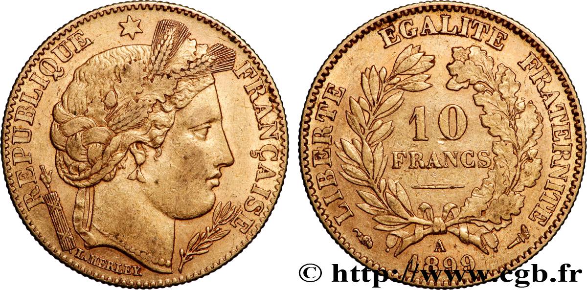 10 francs or Cérès, Troisième République 1899 Paris F.508/5 TTB 