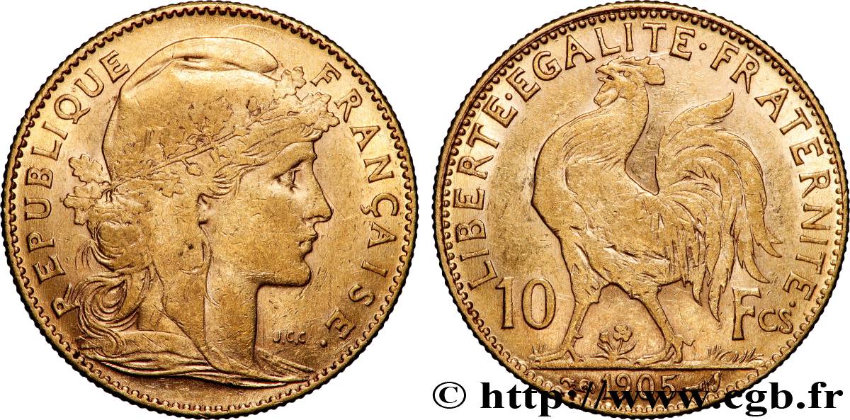 10 francs or Coq 1905 Paris F.509/6 TTB 