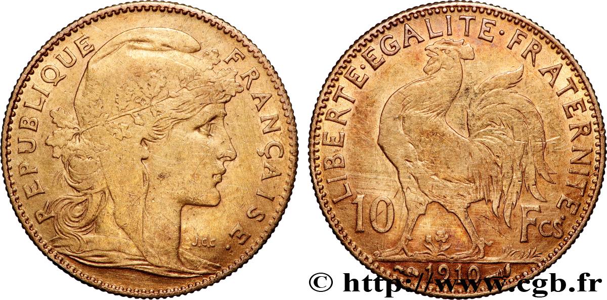 10 francs or Coq 1910 Paris F.509/11 TTB 