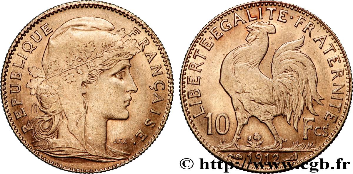 10 francs or Coq 1912 Paris F.509/13 q.SPL 