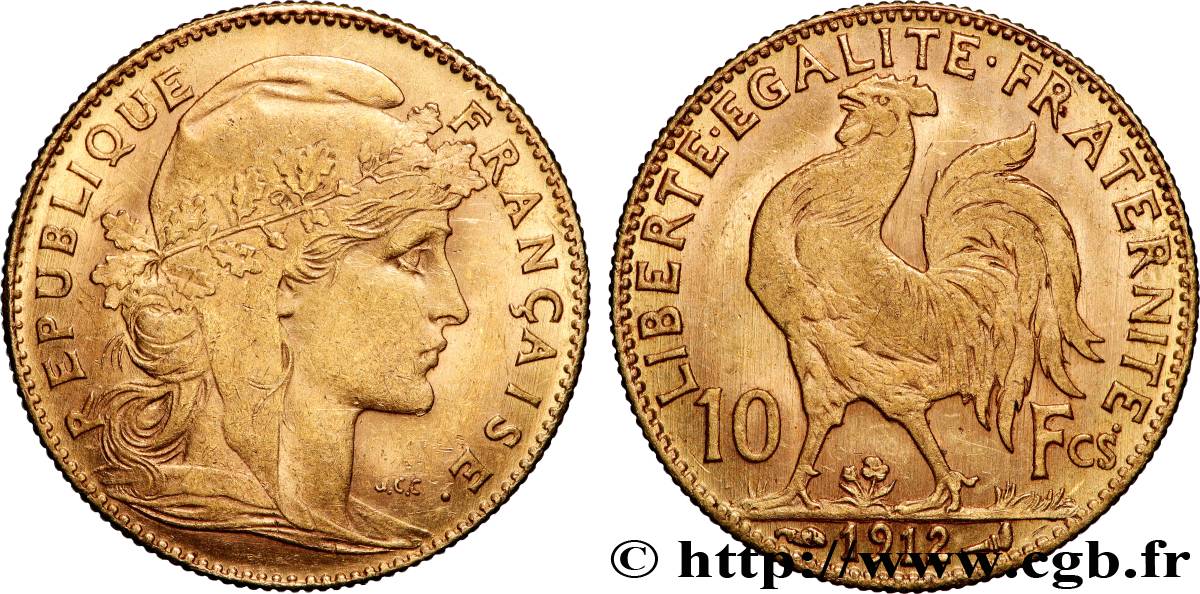 10 francs or Coq 1912 Paris F.509/13 TTB+ 