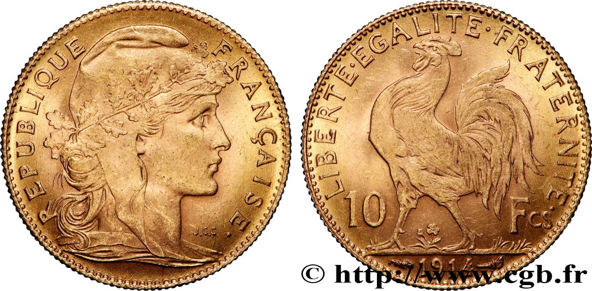 10 francs or Coq 1914 Paris F.509/14 SUP 