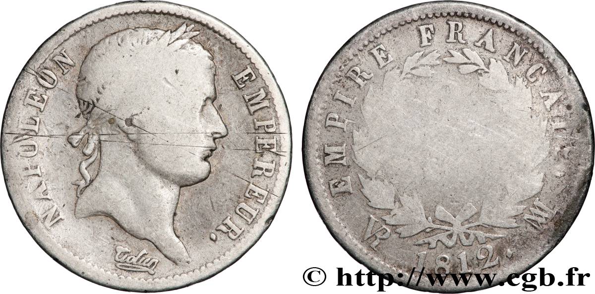 2 francs Napoléon Ier tête laurée, Empire français 1812 Marseille F.255/47 VG 