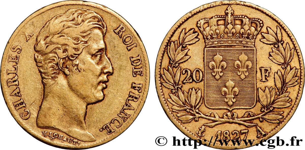 20 francs or Charles X 1827 Paris F.520/6 TTB 