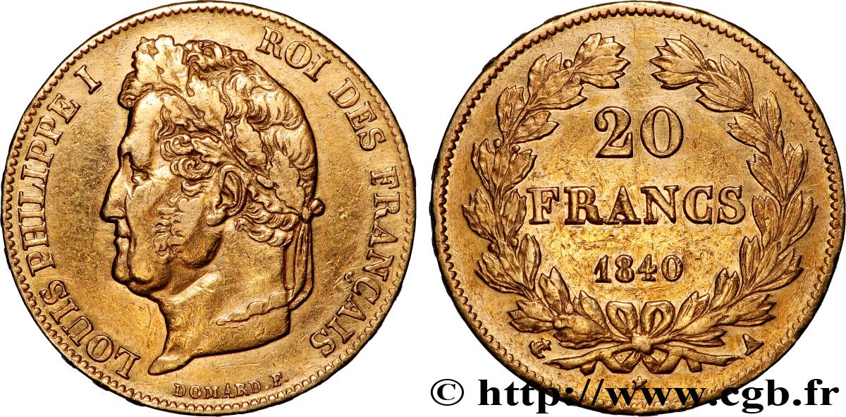 20 francs Louis-Philippe, Domard 1840 Paris F.527/22 TTB 