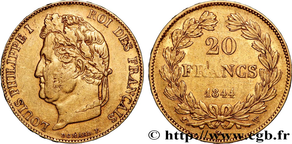 20 francs Louis-Philippe, Domard 1844 Lille F.527/32 TTB 