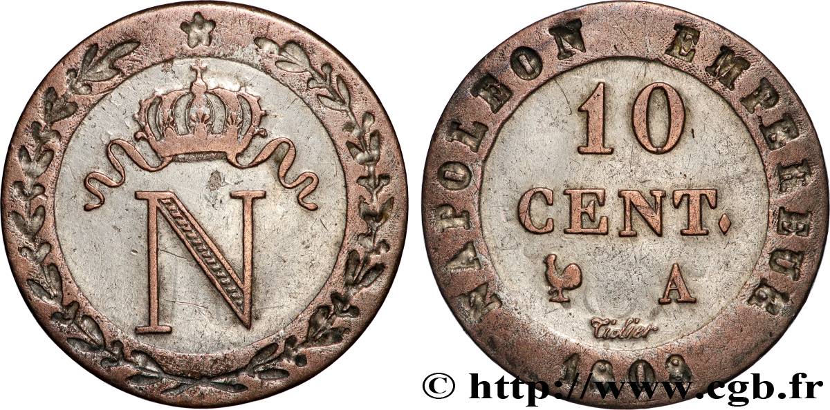 10 cent. à l N couronnée 1808 Paris F.130/2 TTB 