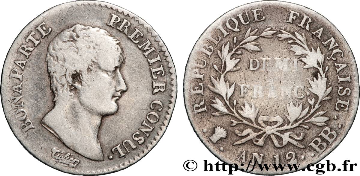 Demi-franc Bonaparte Premier consul 1804 Strasbourg F.173/3 TB 