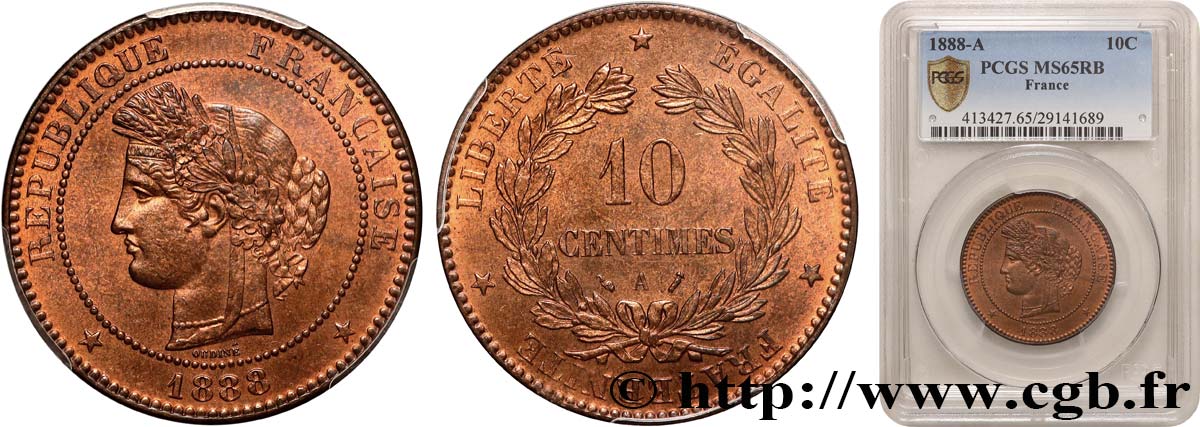 10 centimes Cérès 1888 Paris F.135/33 FDC65 PCGS