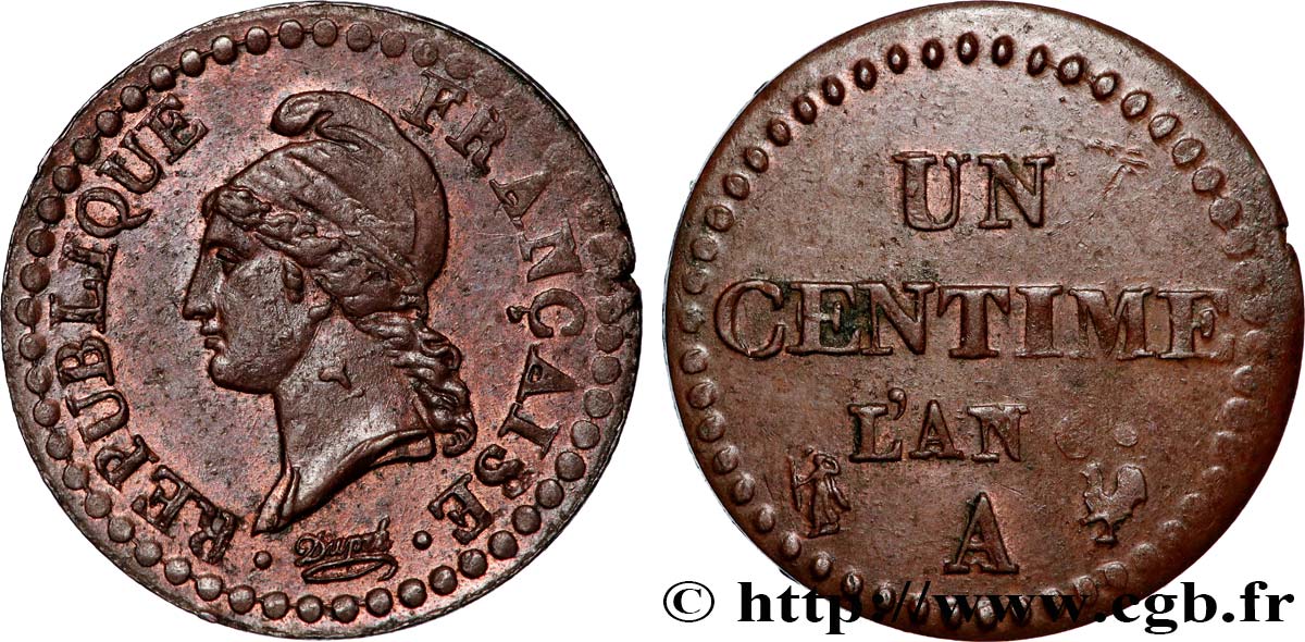 Un centime Dupré, petit 6 1798 Paris F.100/2 MBC+ 