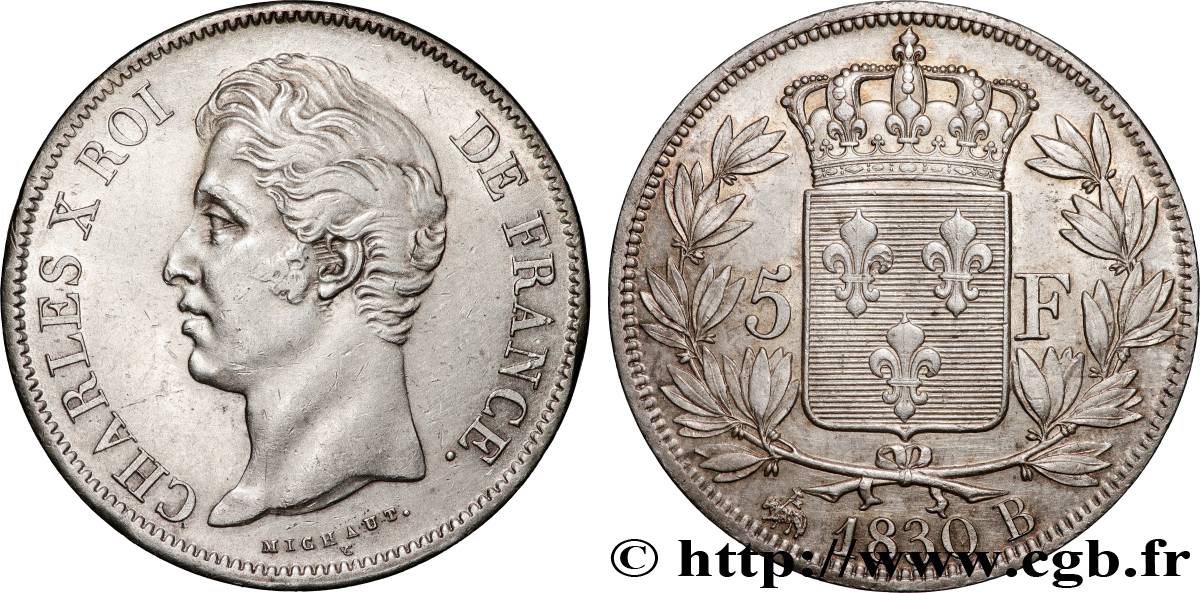 5 francs Charles X, 2e type 1830 Rouen F.311/41 TTB+ 