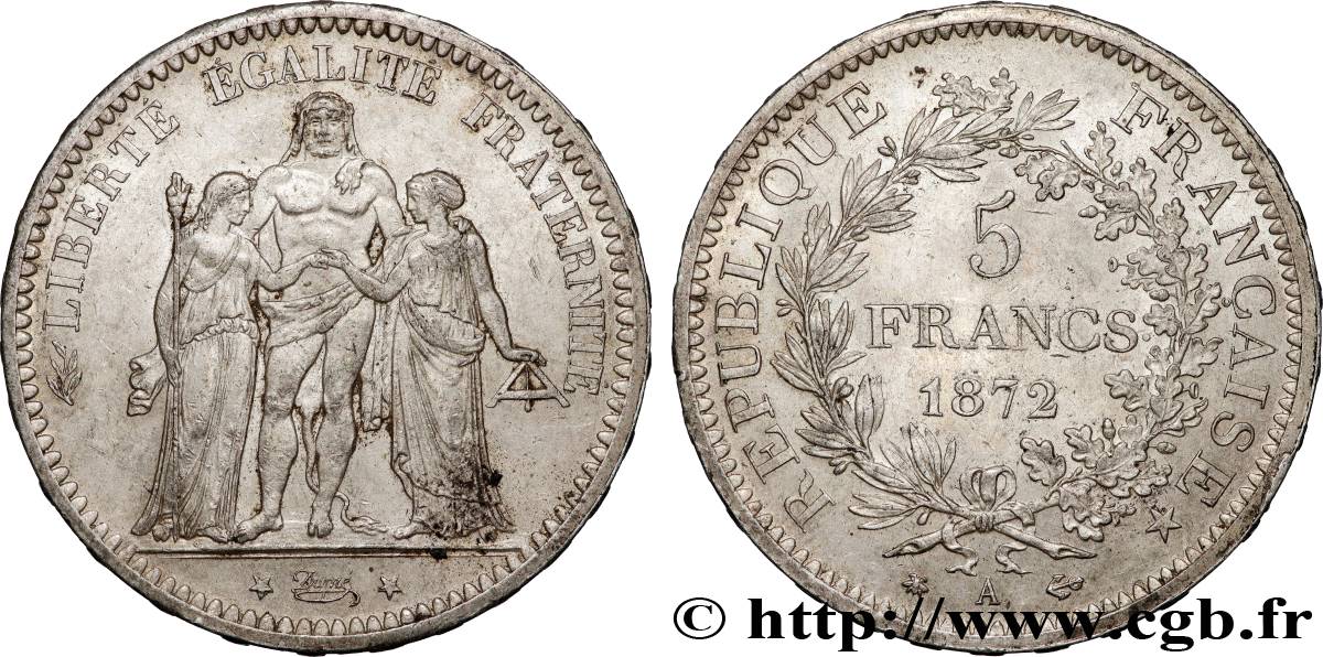 5 francs Hercule 1872 Paris F.334/6 TTB+ 
