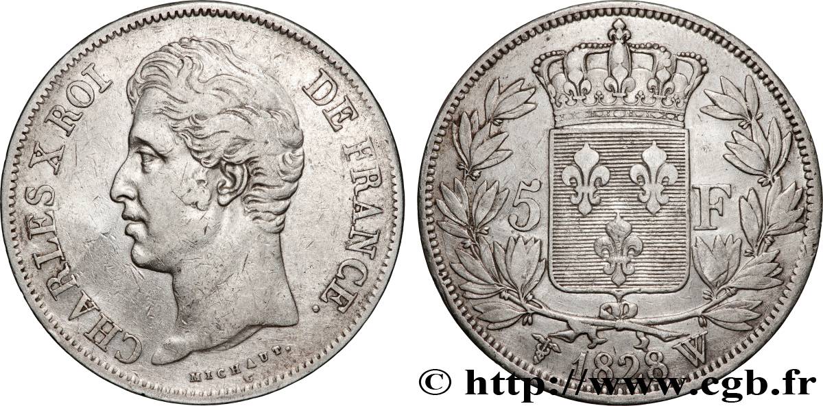 5 francs Charles X, 2e type 1828 Lille F.311/26 TB+ 