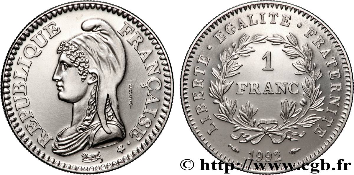 Essai de 1 franc République 1992 Pessac F.229/1 FDC 