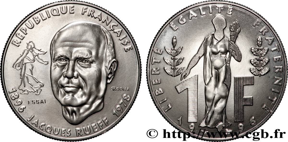 Essai de 1 franc Jacques Rueff 1996 Pessac F.231/1 FDC 