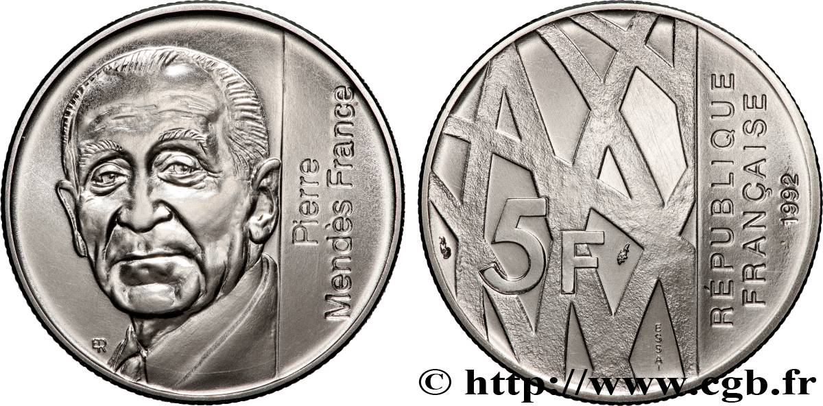 Essai de 5 francs Mendès-France 1992 Pessac F.343/1 FDC 