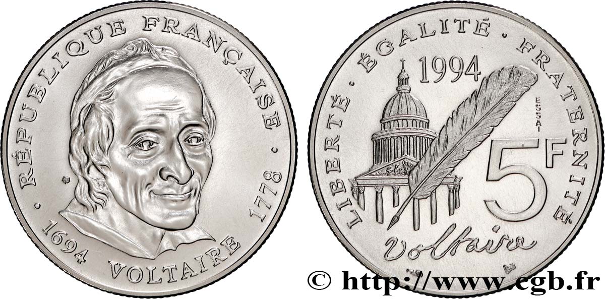 Essai de 5 francs Voltaire 1994 Pessac F.344/1 FDC 