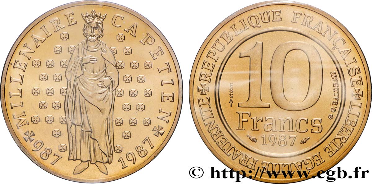 Essai de 10 francs Millénaire Capétien 1987 Pessac F.371/1 FDC 