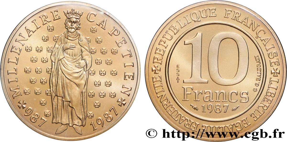 Essai de 10 francs Millénaire Capétien 1987 Pessac F.371/1 FDC 