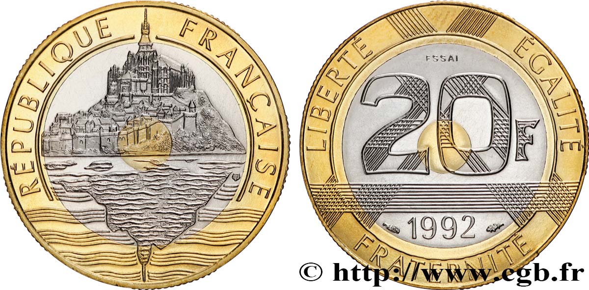 Essai de 20 francs Mont Saint-Michel 1992 Pessac F.403/1 FDC 