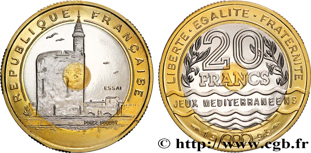 Essai de 20 francs Jeux Méditerranéens 1993 Pessac F.404/1 FDC 