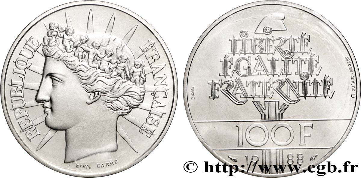 Essai de 100 francs Fraternité 1988 Pessac F.456/1 FDC 