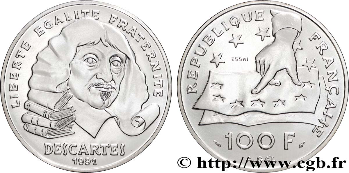 Essai de 100 francs Descartes 1991 Pessac F.459/1 FDC 