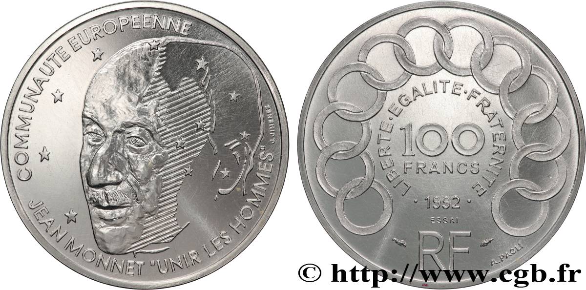 Essai de 100 francs Jean Monnet 1992 Pessac F.460/1 FDC 