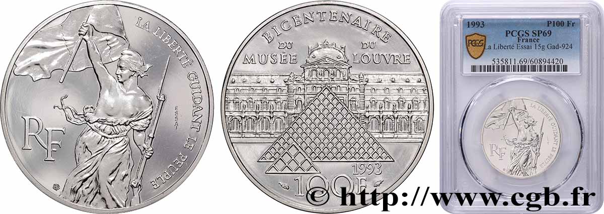 Essai de 100 francs Liberté guidant le peuple 1993  F.461/1 FDC69 PCGS