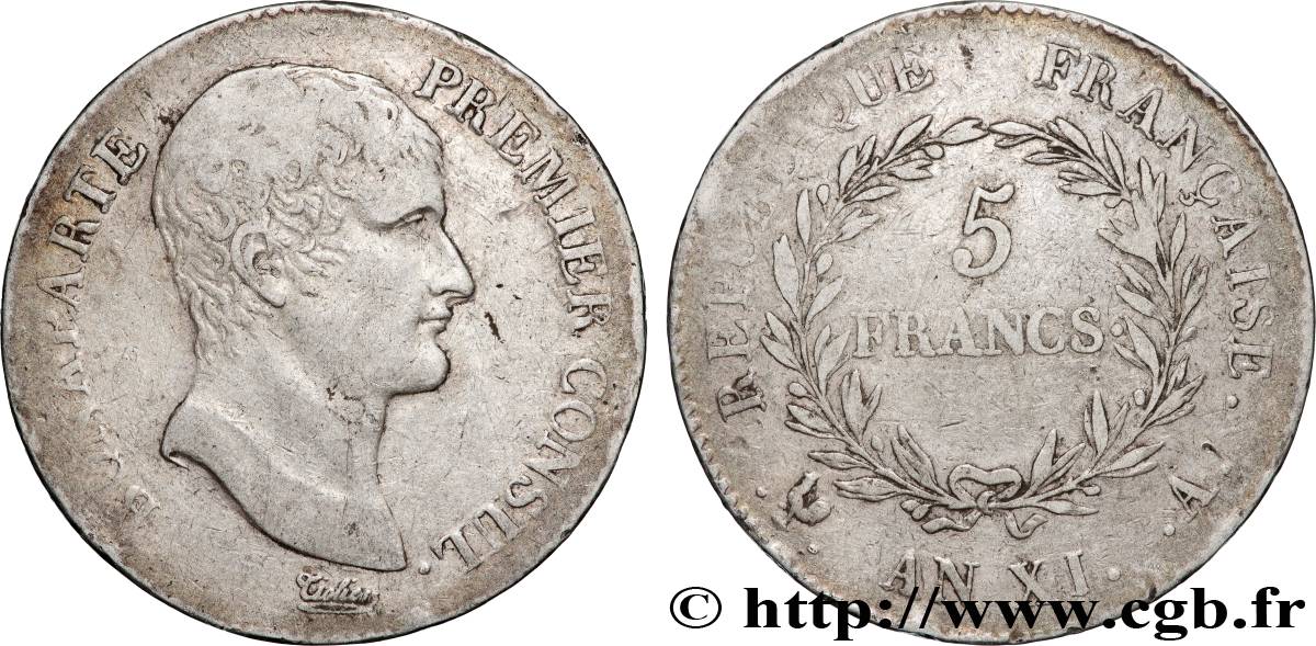 5 francs Bonaparte Premier Consul 1803 Paris F.301/1 BC 