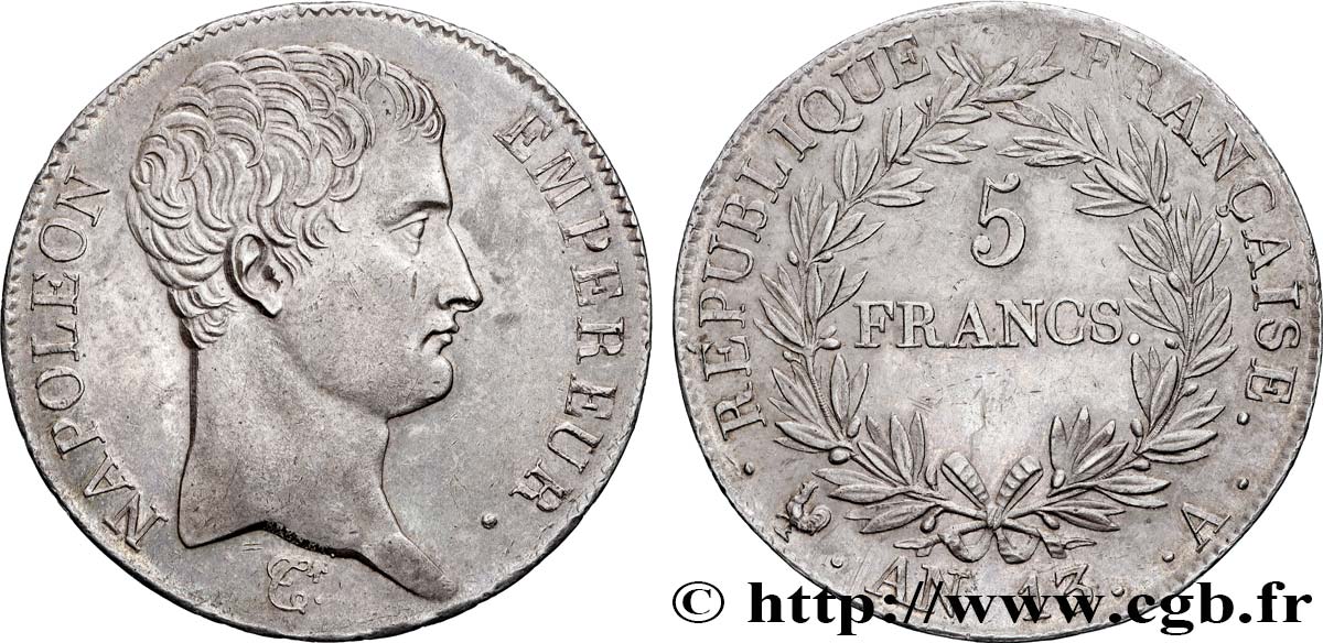 5 francs Napoléon Empereur, Calendrier révolutionnaire 1805 Paris F.303/2 SUP+ 