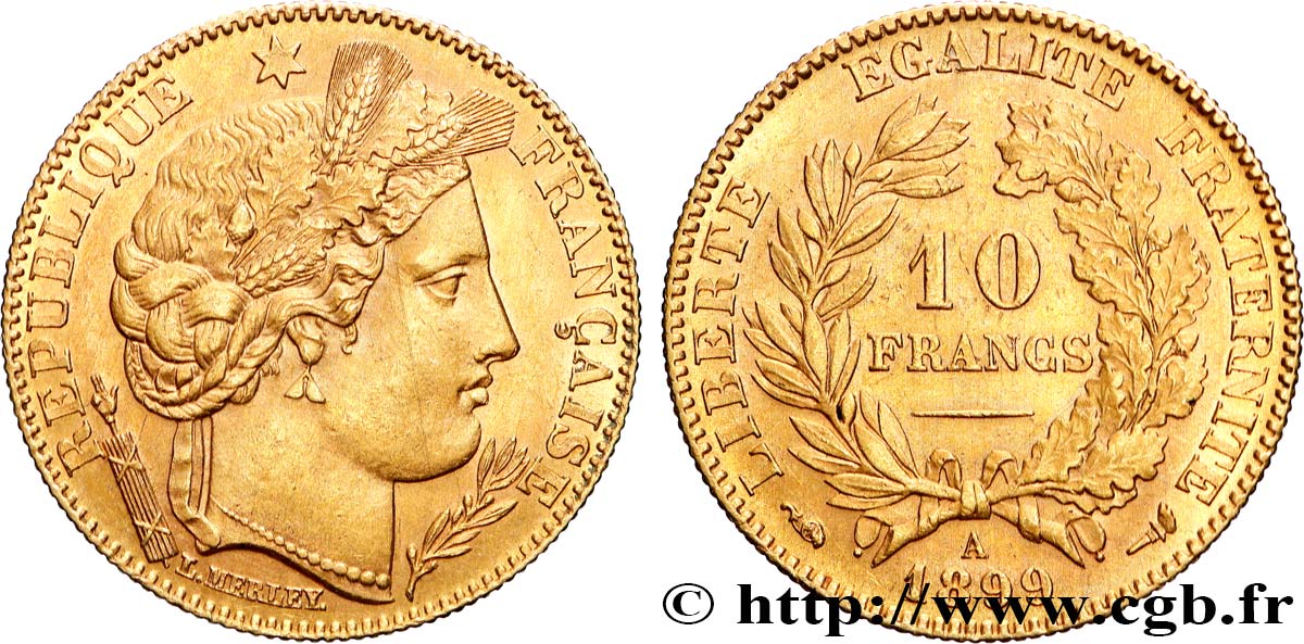 10 francs or Cérès, Troisième République 1899 Paris F.508/5 SPL 
