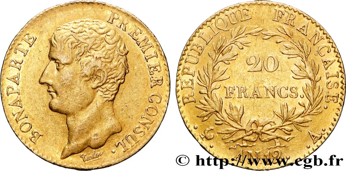 20 francs or Bonaparte Premier Consul 1804 Paris F.510/2 TTB+ 